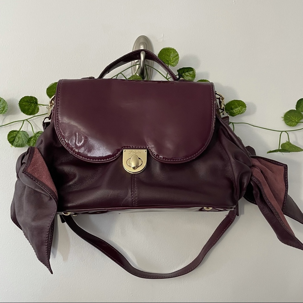 Zac Posen Patent leather & leather bag with side ribbons